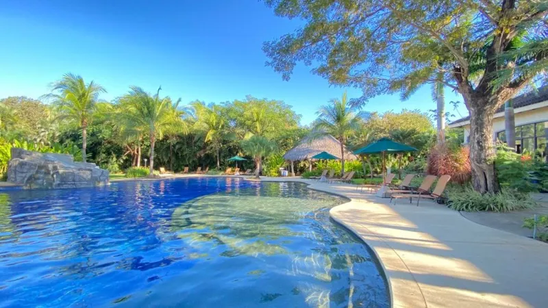 a blue pool of water